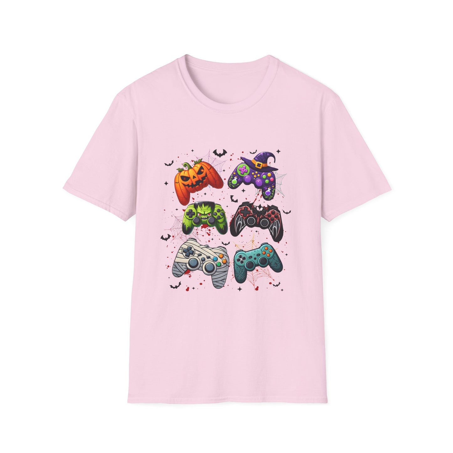Halloween Gamepad T-Shirt, Gamer Tee for Horror Levels, Spooky Season Shirt, Unisex Softstyle Top, Cursed Vibe Controller Costume