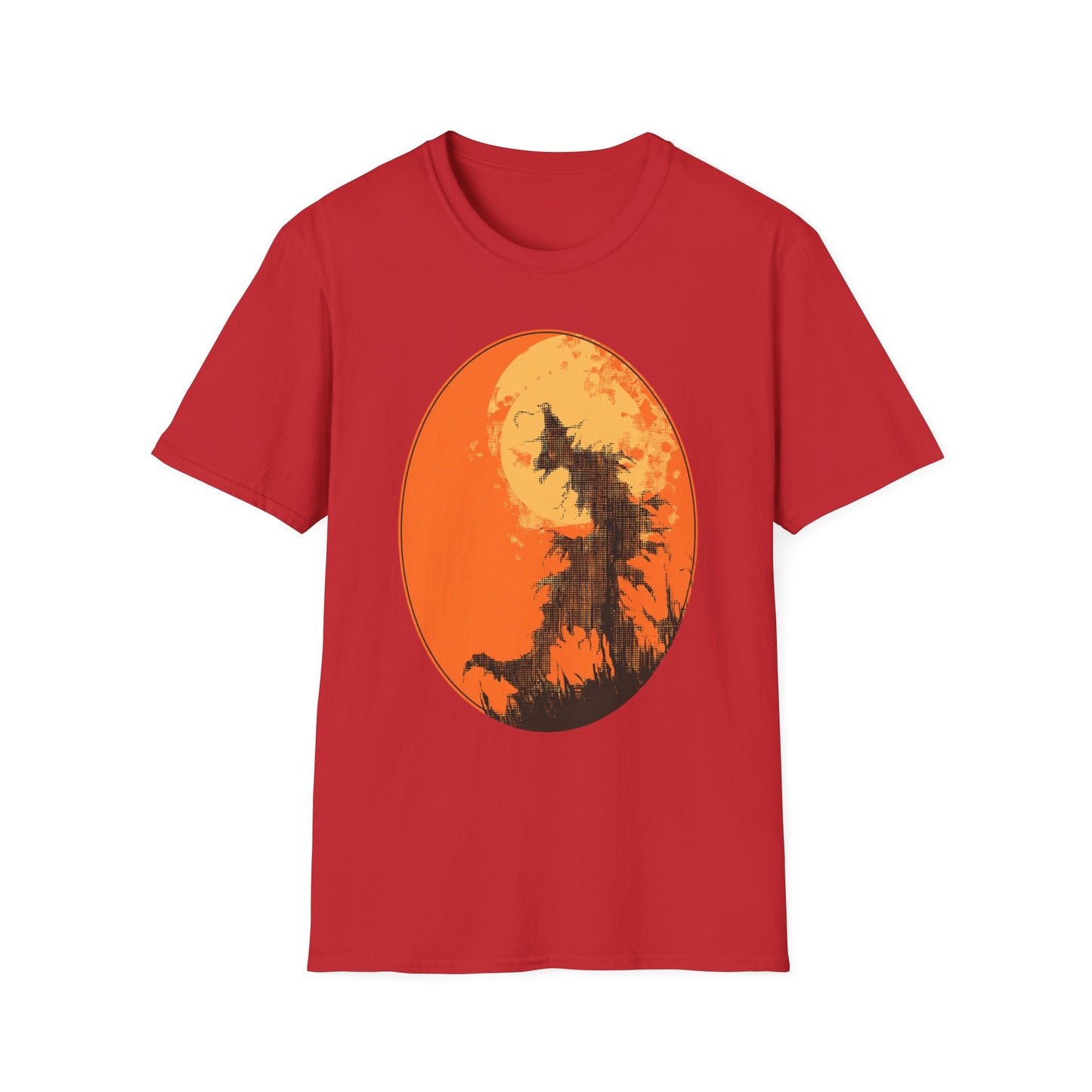 Field of Fear Halloween Twisted Scarecrow Silhouette Design Tee