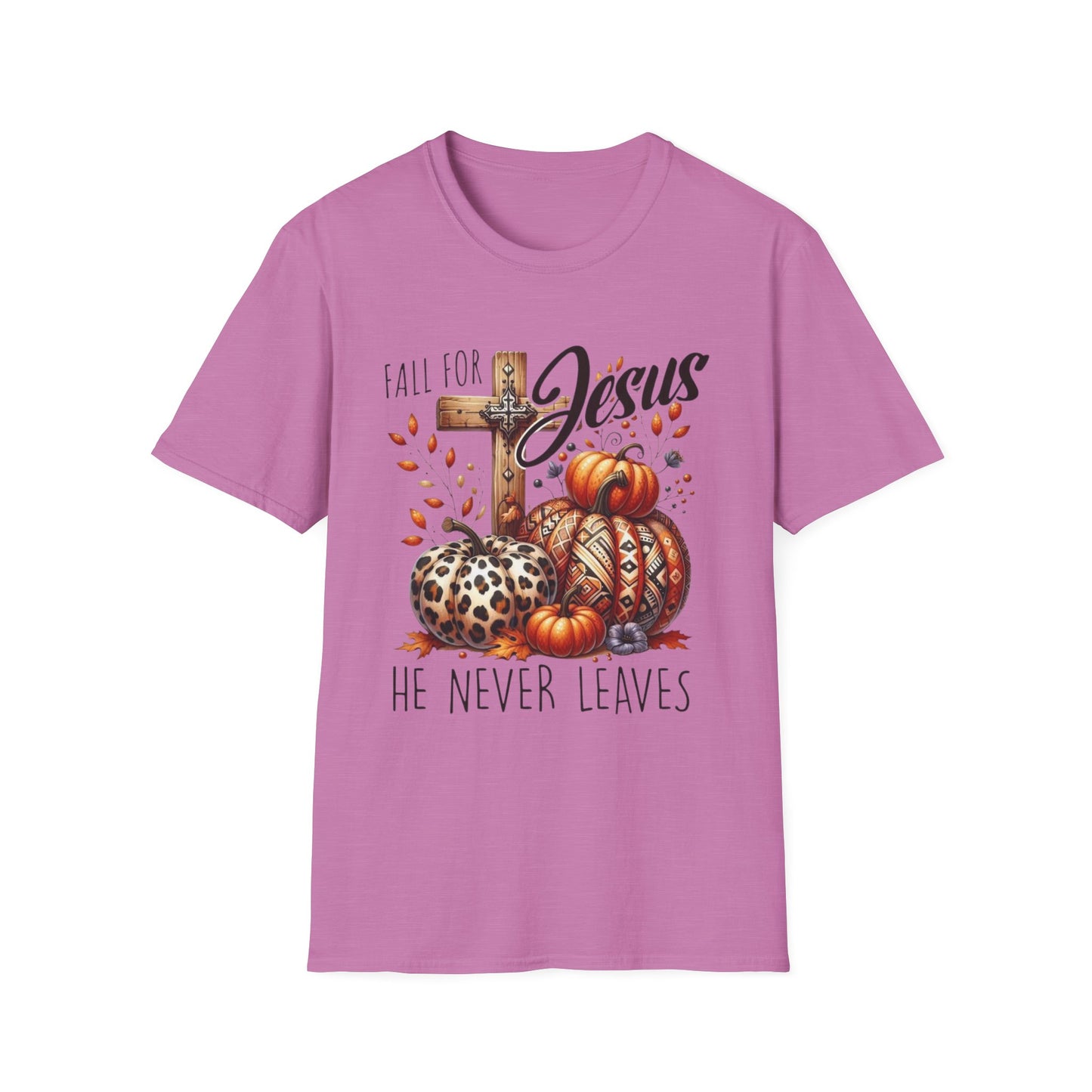 Fall for Jesus – He Never Leaves Short Sleeve Tee