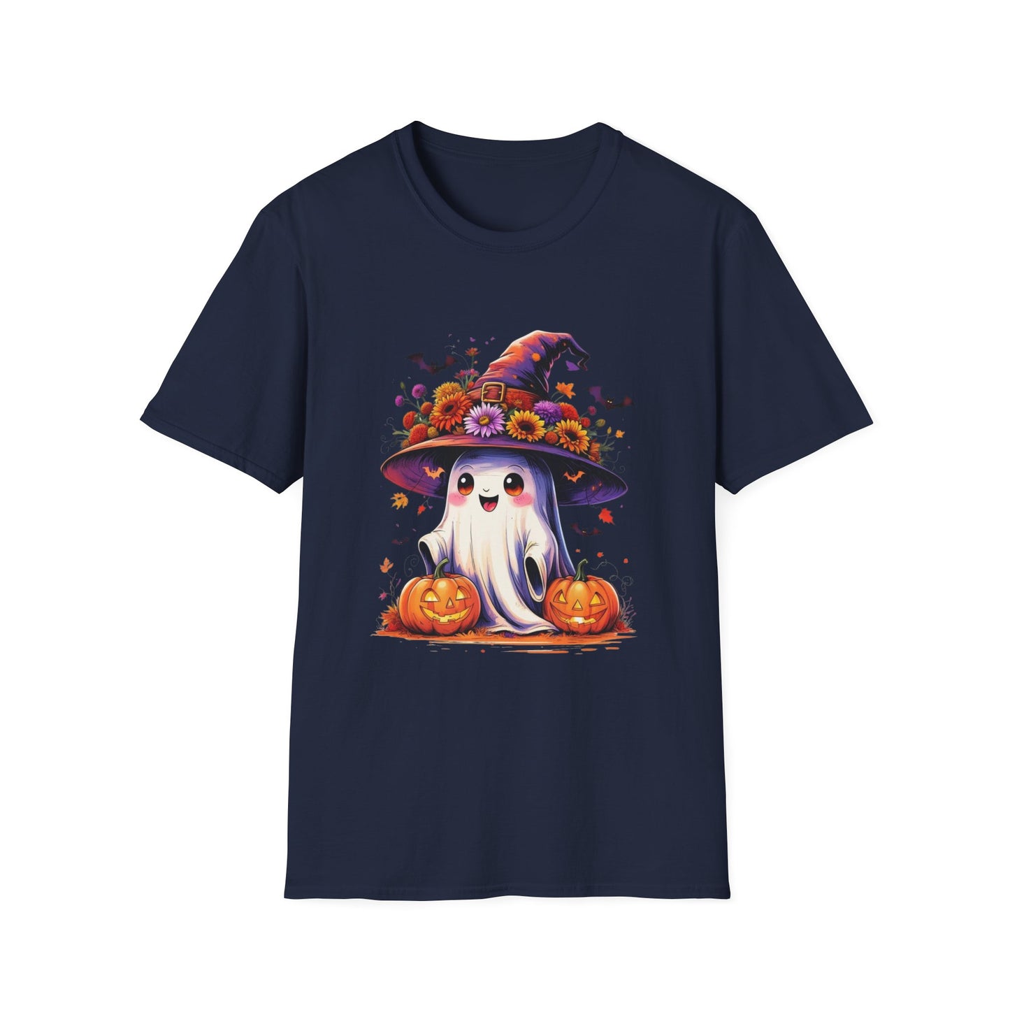 “Floral Ghost & Pumpkin” Tee – Autumn Bloom Edition