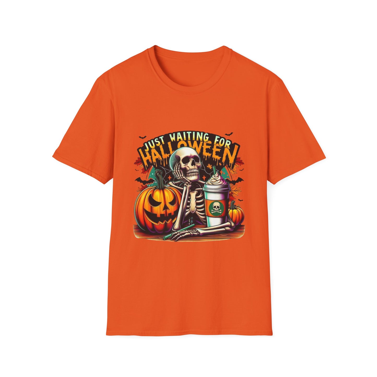 Just Waiting For Halloween Softstyle T-Shirt, Halloween Shirt, Formal Skeleton Shirt, Funny Skeleton Satire Shirt