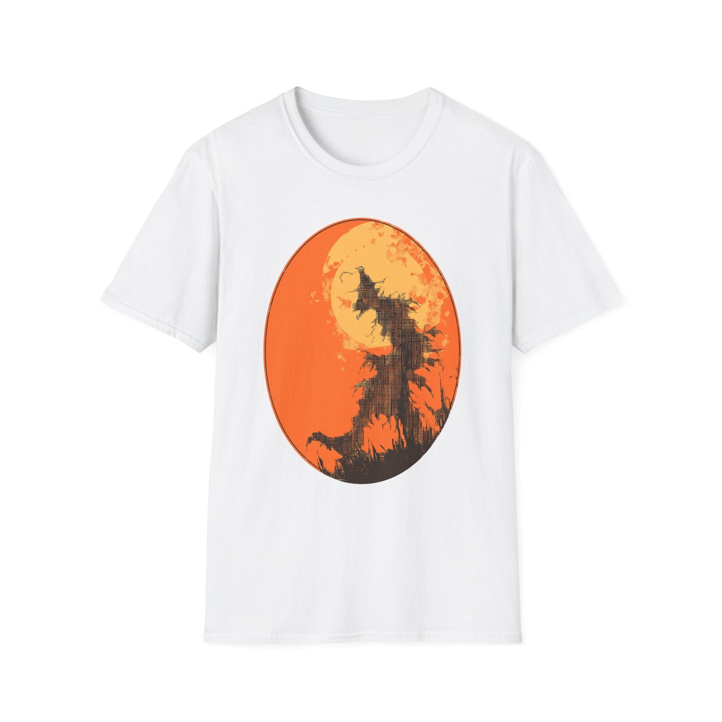 Field of Fear Halloween Twisted Scarecrow Silhouette Design Tee