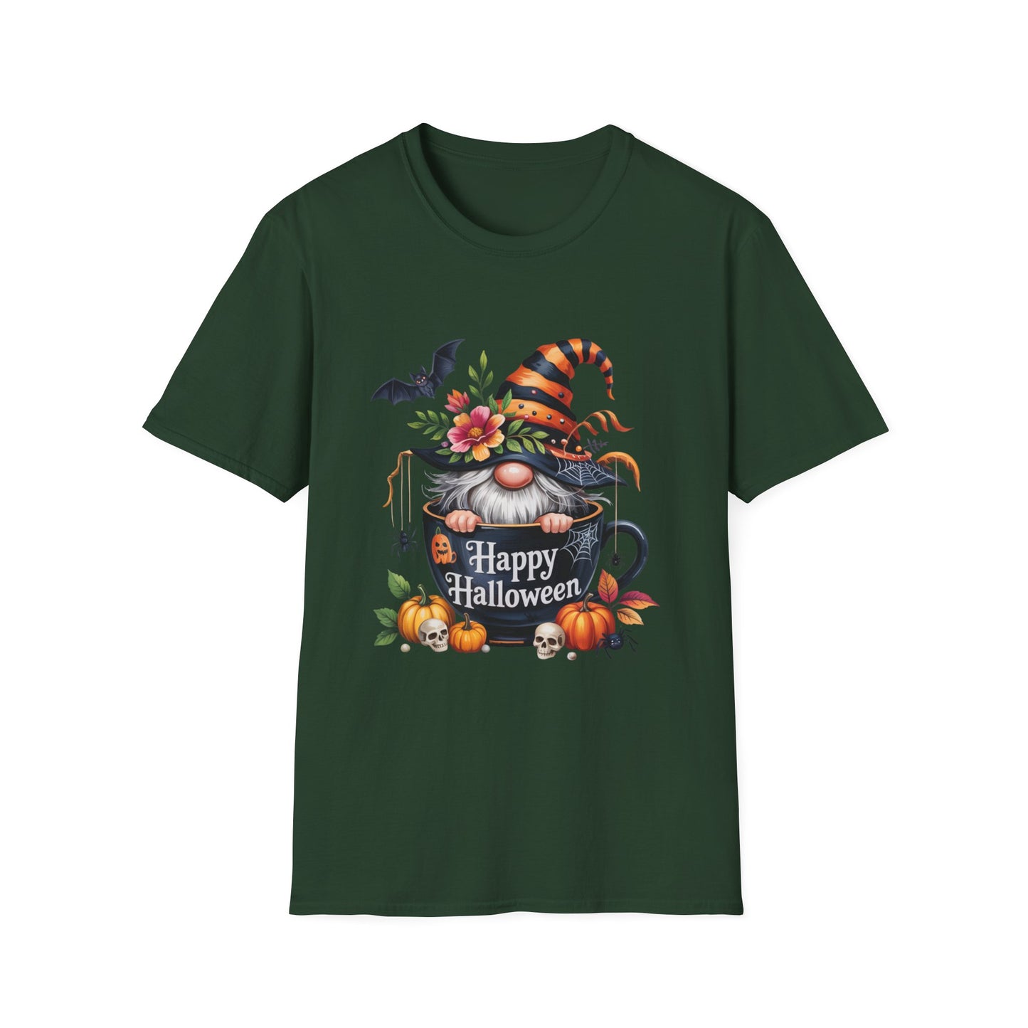 Halloween Gnome Softstyle T-Shirt, Trick or Treat Tee, Spooky Halloween Shirt, Autumn Witch Hat Shirt, Enchanted Brew Top
