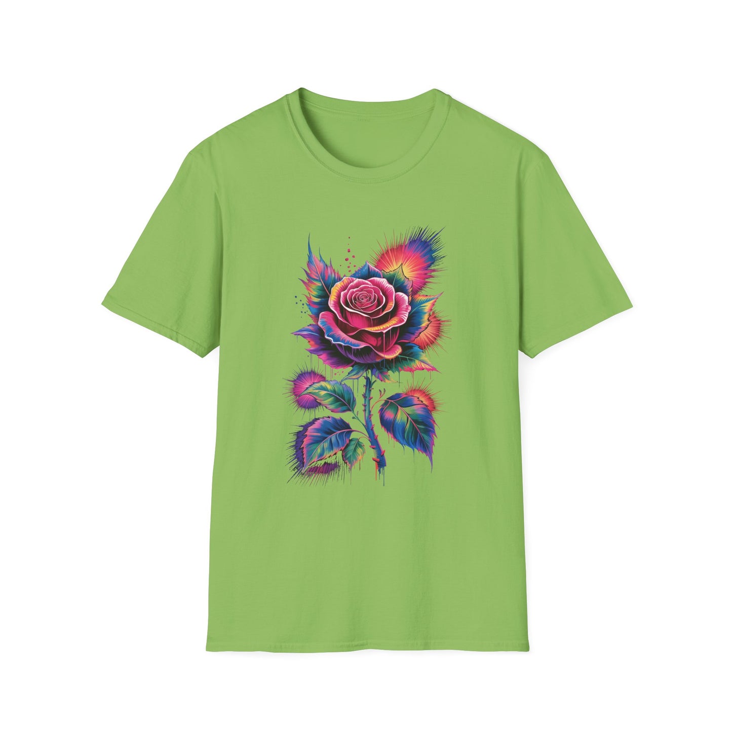 Colorburst Rose Vibrant Floral Graphic Tee
