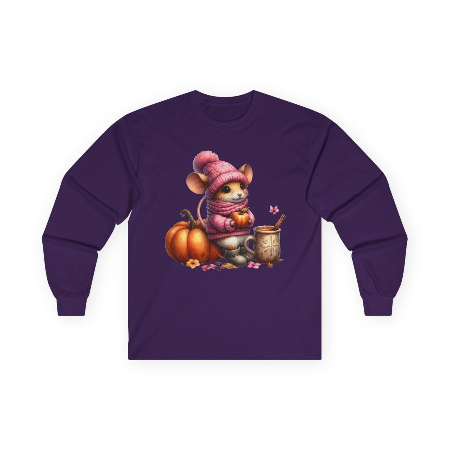 “Autumn Mouse” Long Sleeve Tee – Cozy Critter Edition