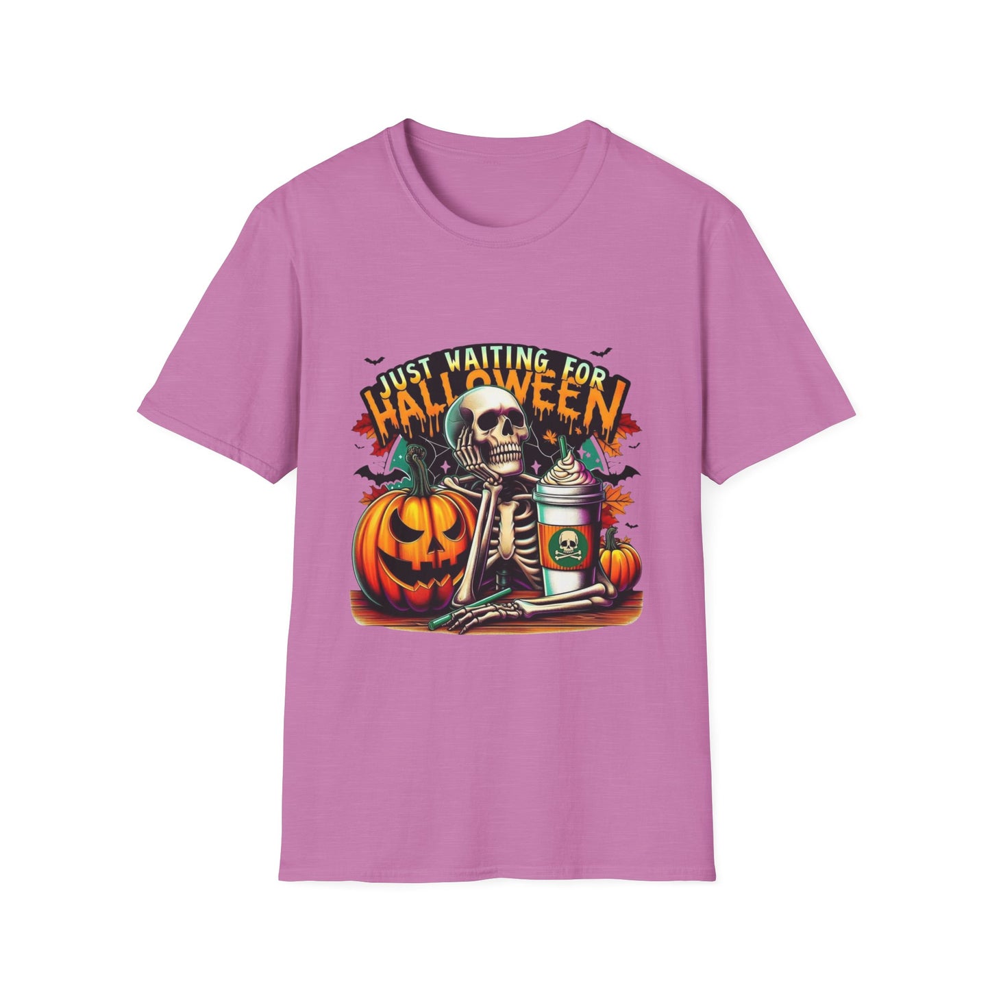 Just Waiting For Halloween Softstyle T-Shirt, Halloween Shirt, Formal Skeleton Shirt, Funny Skeleton Satire Shirt