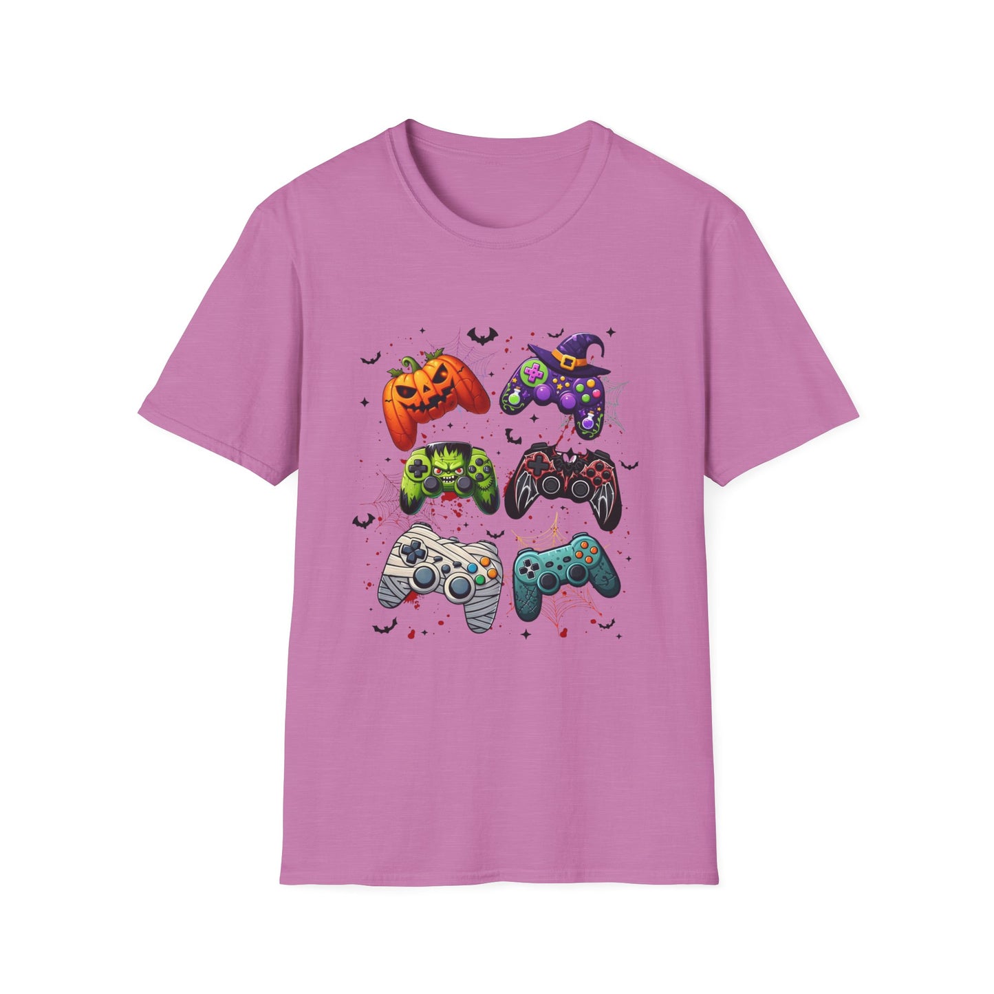 Halloween Gamepad T-Shirt, Gamer Tee for Horror Levels, Spooky Season Shirt, Unisex Softstyle Top, Cursed Vibe Controller Costume