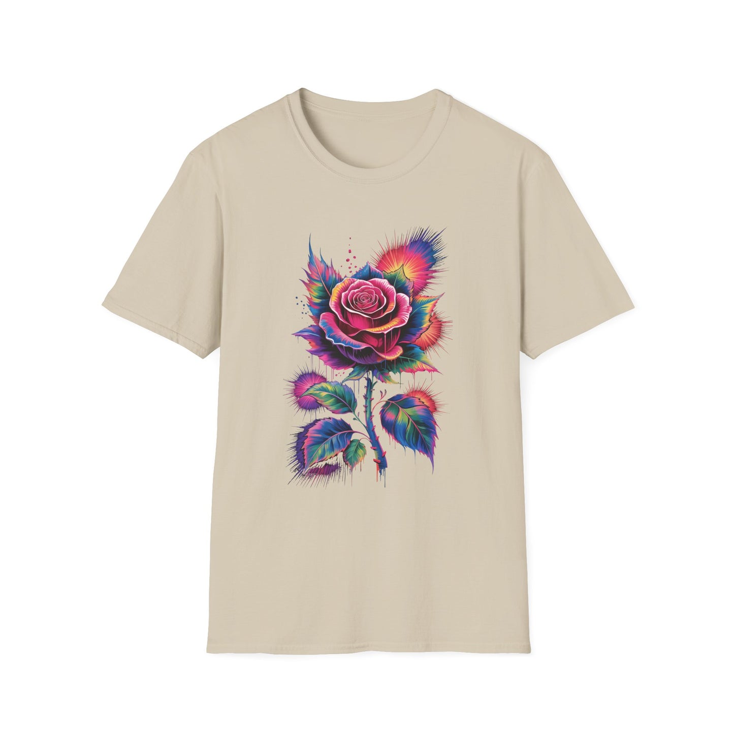 Colorburst Rose Vibrant Floral Graphic Tee