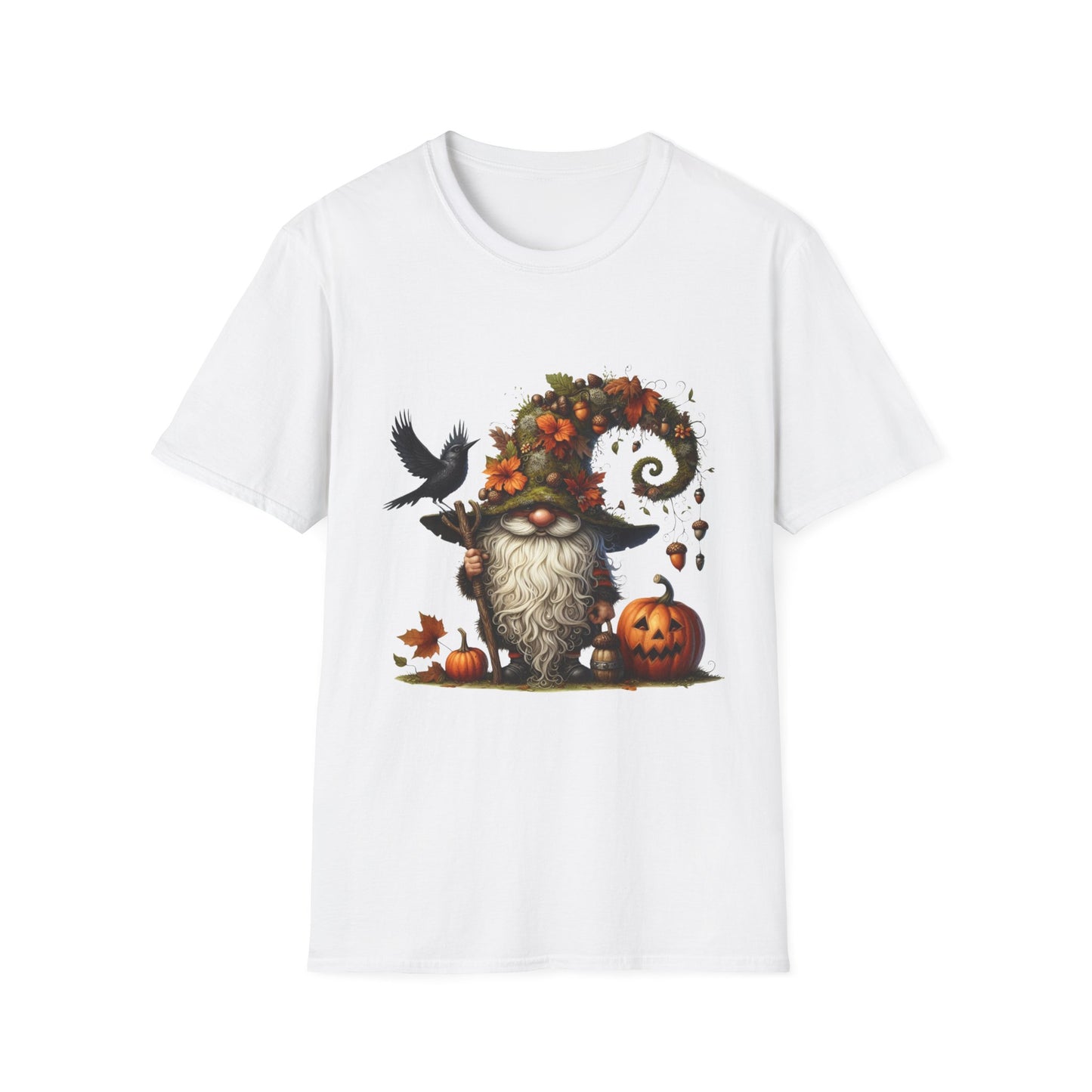 Halloween Forest Gnome Softstyle T-Shirt, Trick or Treat Tee, Spooky Halloween Shirt, Autumn Witch Hat Shirt, Enchanted Brew Top