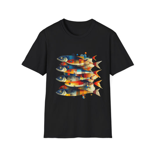 Stacked Signals – Abstract Fish Formation Tee