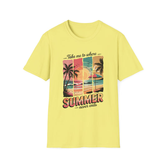 Where Summer Never Ends Sunset Panel Graphic Tee