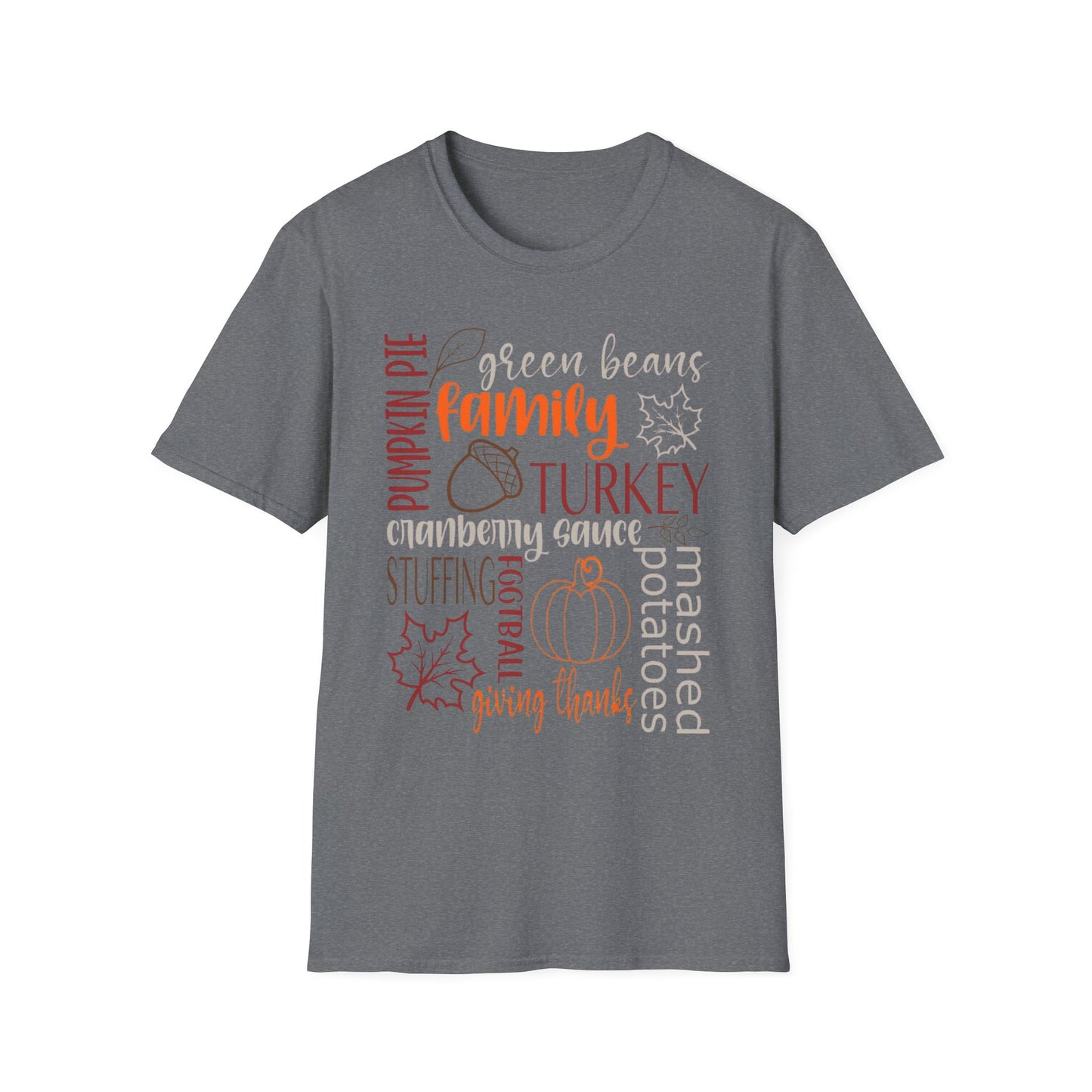 Thanksgiving Word Collage – Feast & Family Edition Short Sleeve Tee