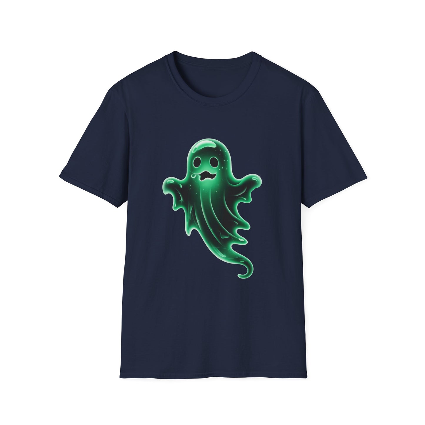 Neon Ghost Unisex Softstyle T-Shirt, Haunted Spirit Tee, Halloween Shirt, Supernatural Apparel, Glow in the Dark Clothing