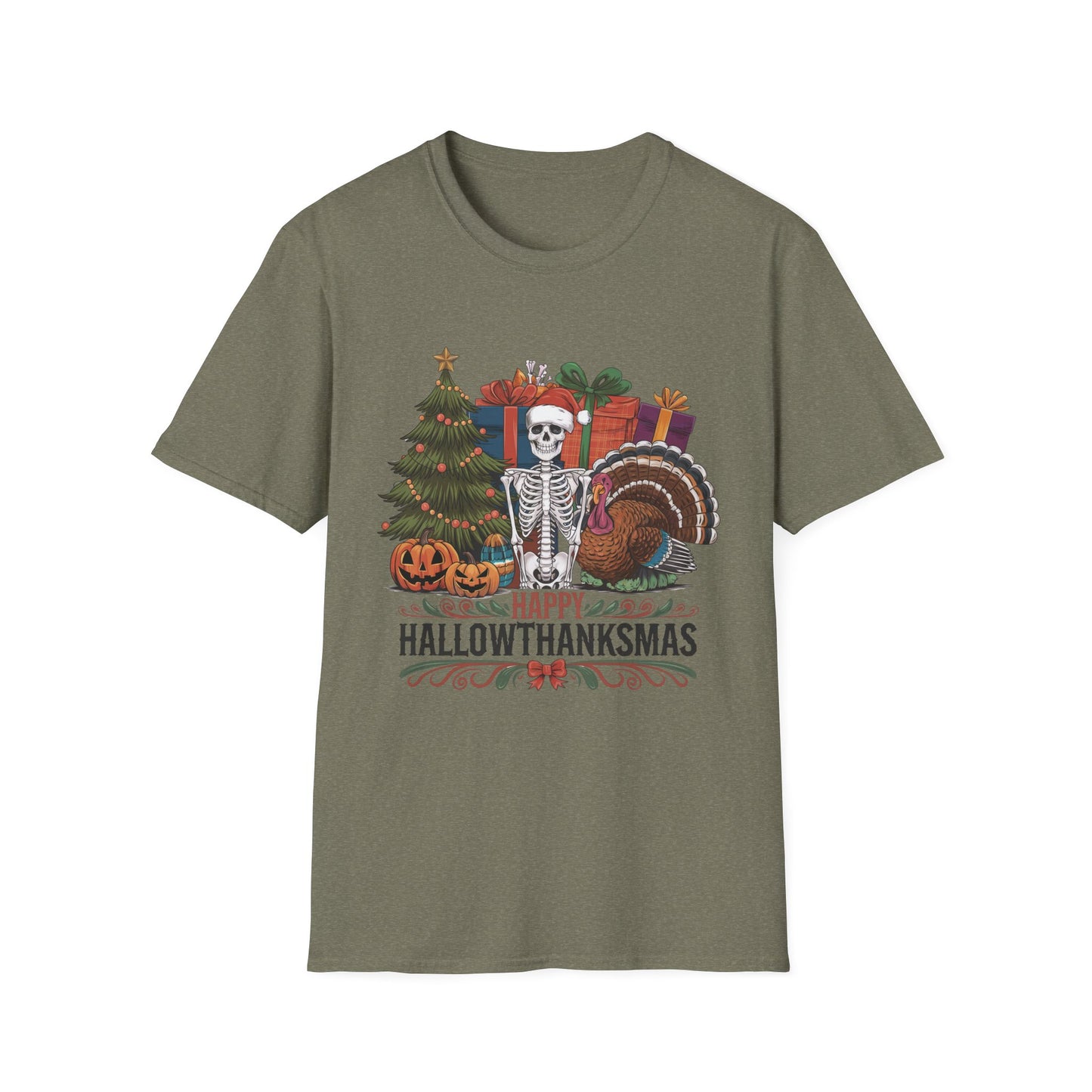 Happy Hallowthanksmas – Skeleton Holiday Mashup Short Sleeve Tee