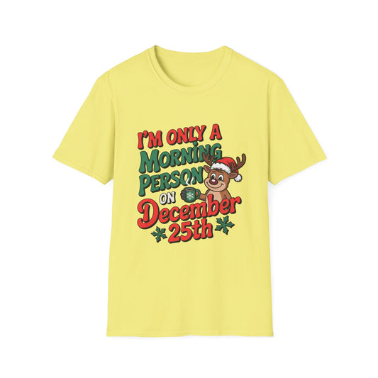 Reindeer December 25th Morning Tee – Powered by Presents & Peppermint