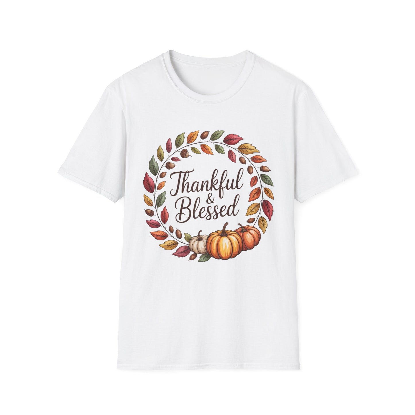 Thankful & Blessed – Autumn Wreath Edition Short Sleeve Tee