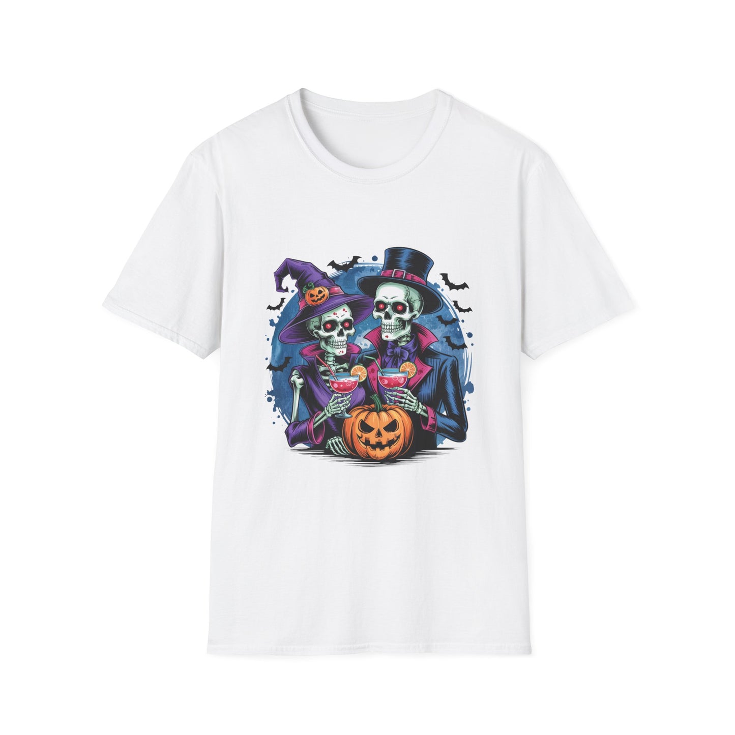 In Death We Toast Softstyle T-Shirt, Halloween Shirt, I Haunt You Shirt, Funny Skeleton Satire Shirt