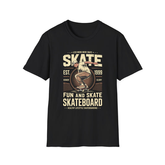 Less Work More Skate Vintage Skateboard Graphic Tee