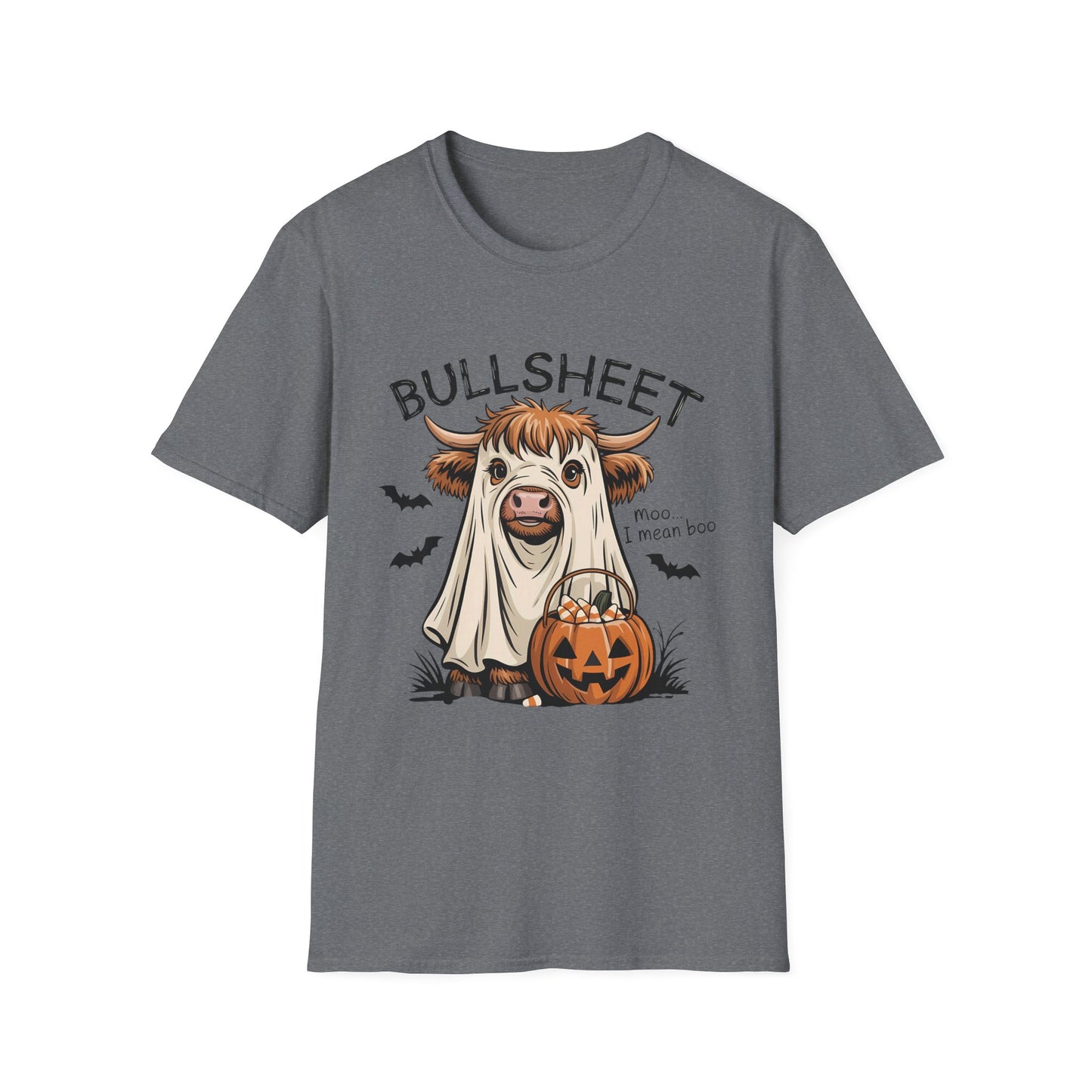 Halloween Bullsheet Cow Softstyle T-Shirt, Trick or Treat Tee, Spooky Halloween Shirt, Sarcastic Cow Shirt