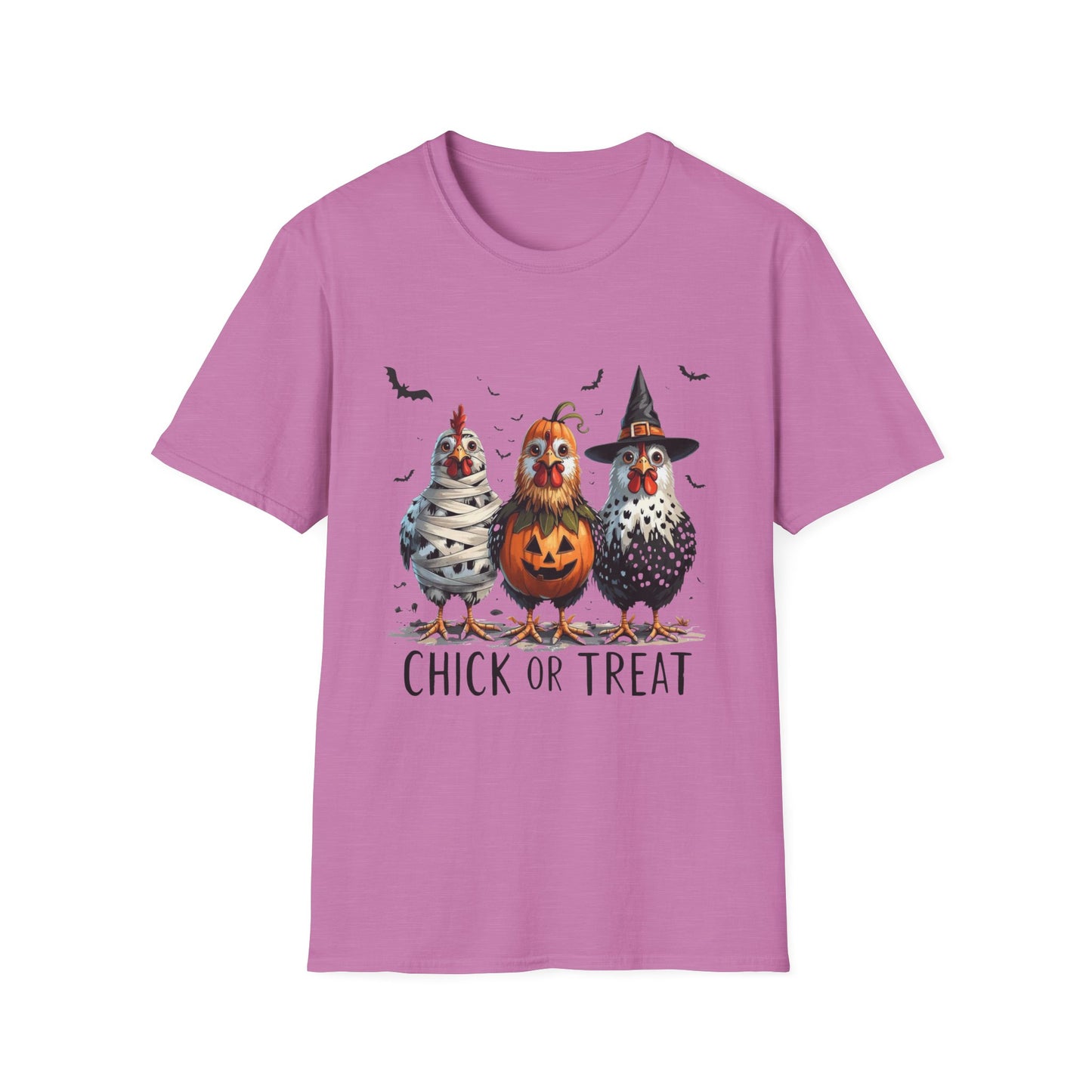 Chick or Treat Softstyle T-Shirt, Trick or Treat Tee, Spooky Halloween Shirt, Sarcastic Chicken Shirt