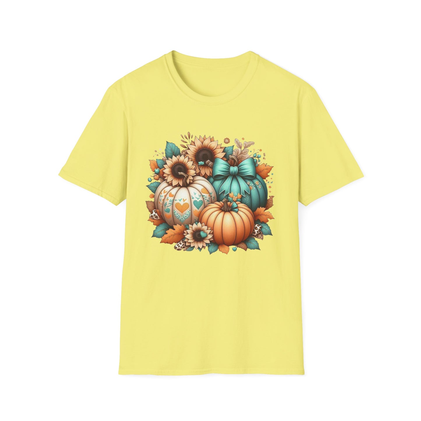 “Harvest Hearts & Bows” Tee – Pumpkin Trio Edition