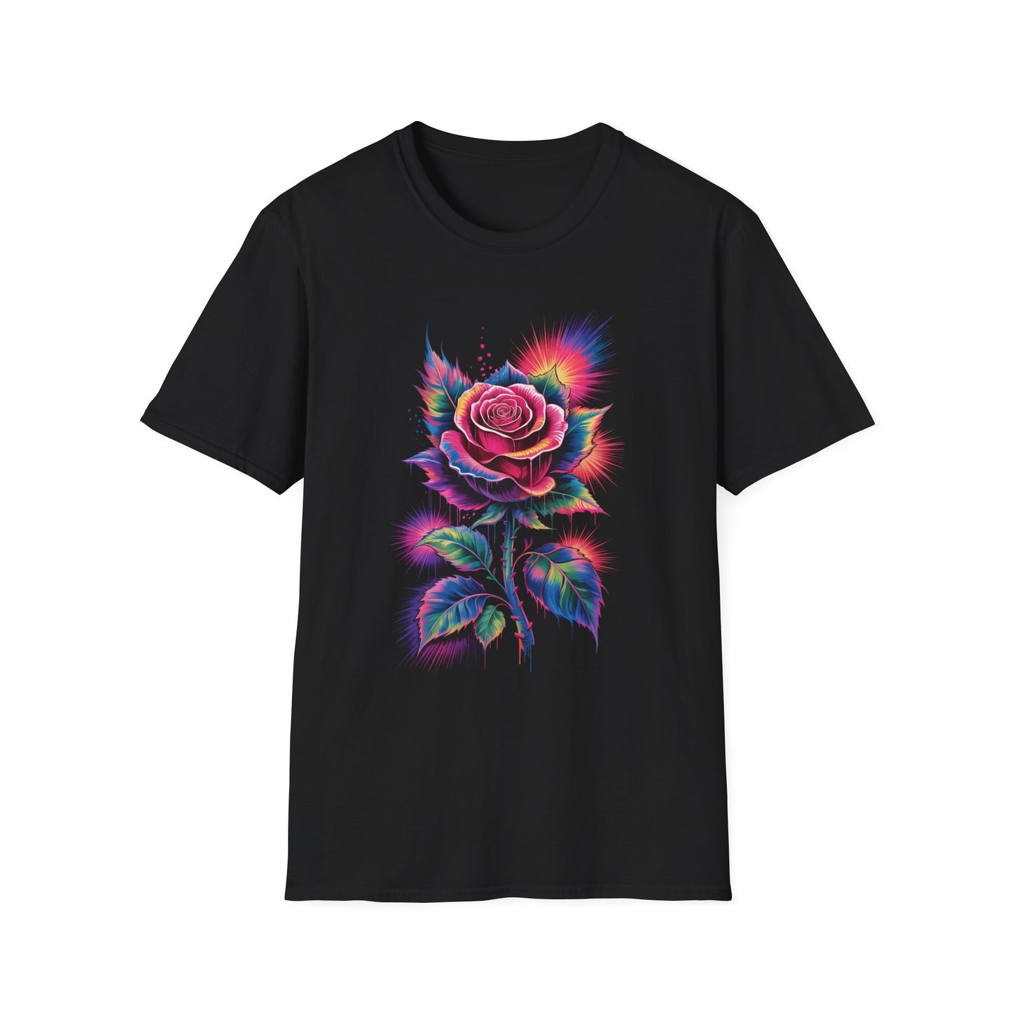 Colorburst Rose Vibrant Floral Graphic Tee