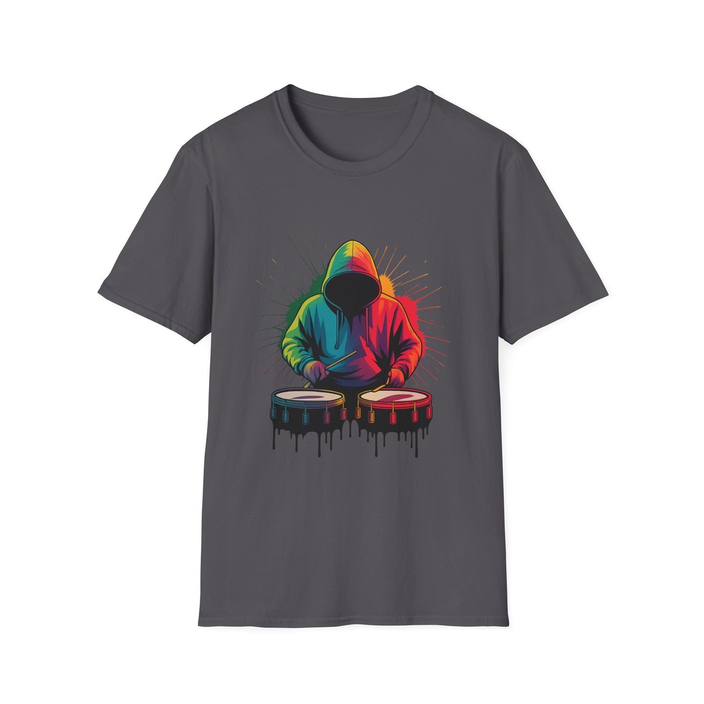 Neon Musician Drummer Paint Splatter T-Shirt