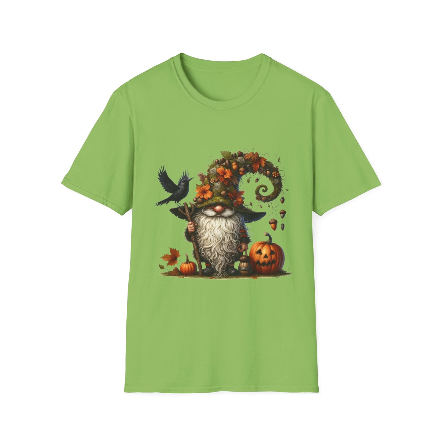 Halloween Forest Gnome Softstyle T-Shirt, Trick or Treat Tee, Spooky Halloween Shirt, Autumn Witch Hat Shirt, Enchanted Brew Top