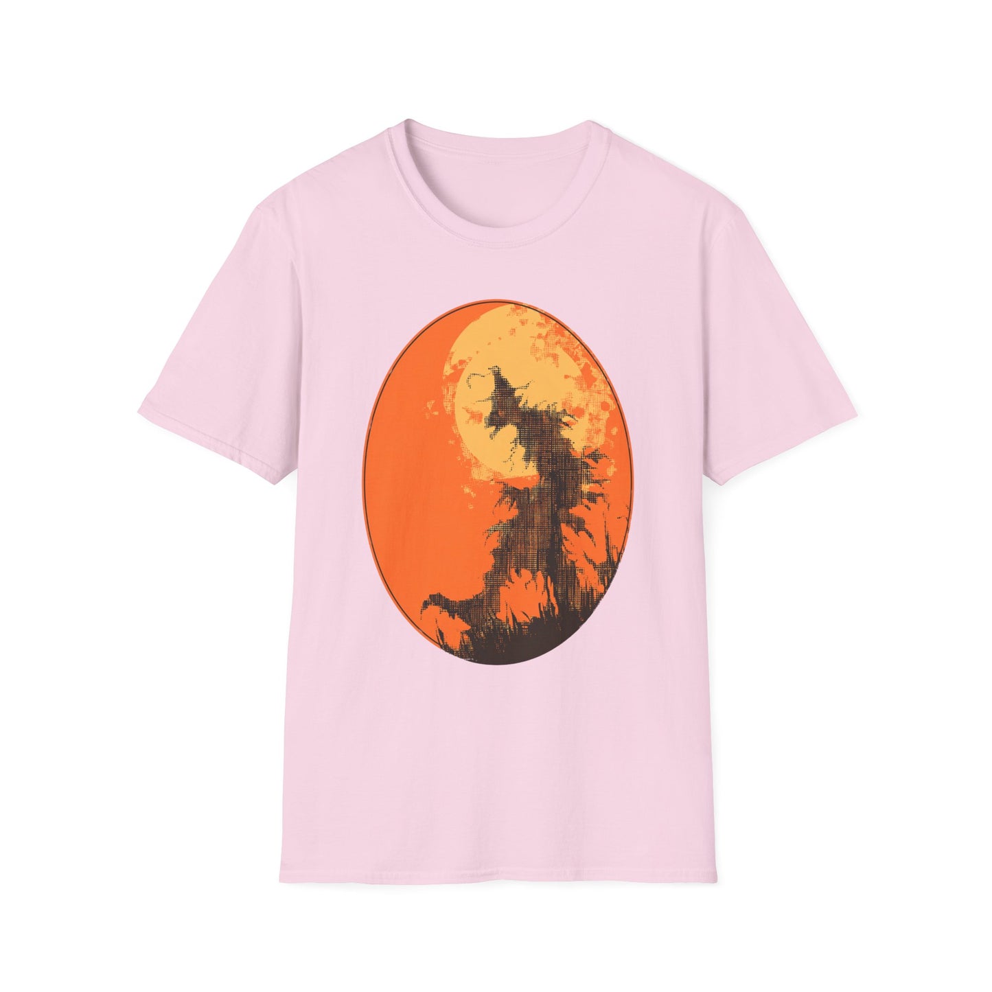 Field of Fear Halloween Twisted Scarecrow Silhouette Design Tee