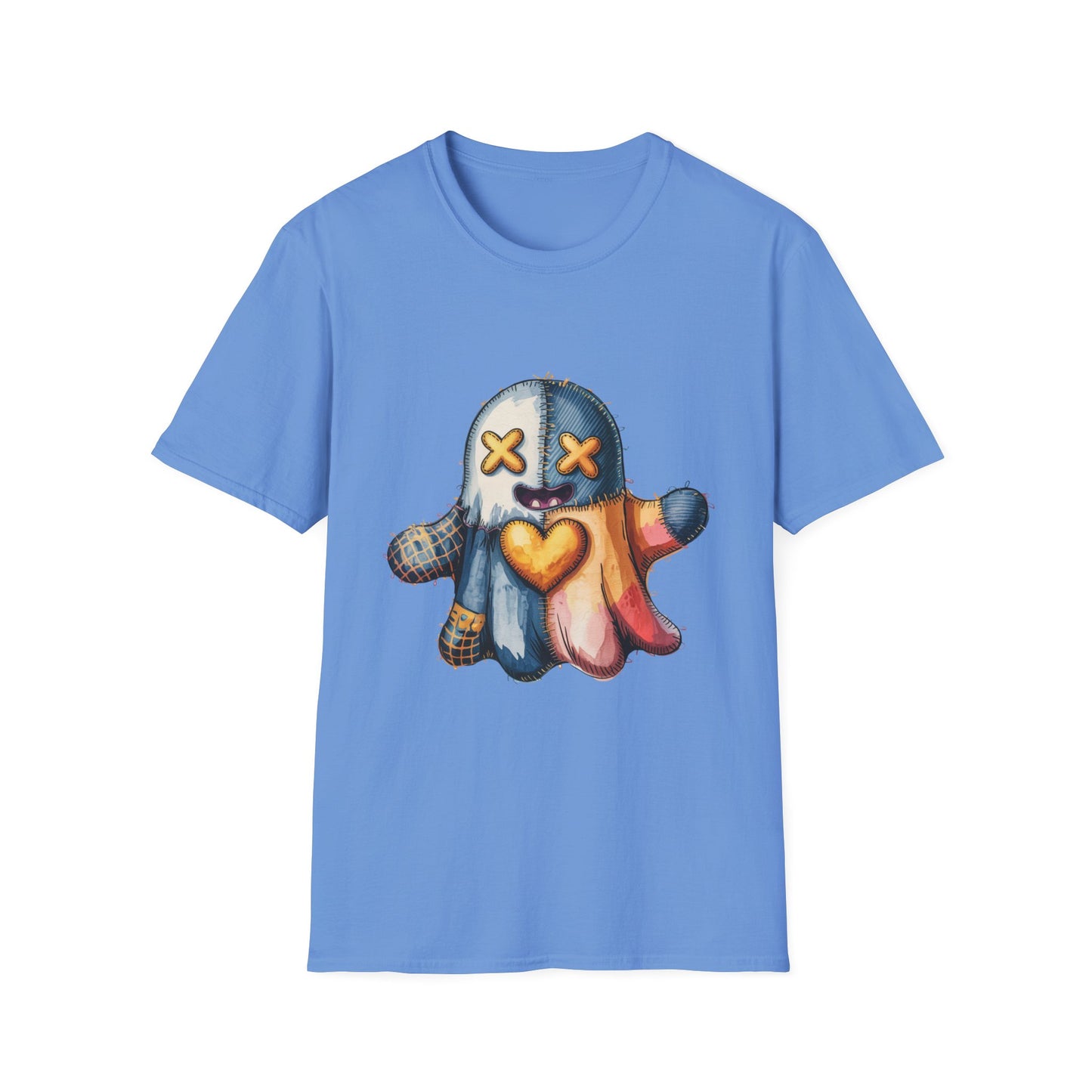 Spooky Plush Character Unisex Softstyle T-Shirt - Ghostlike Pop-Art Mascot Tee, Halloween Trick-or-Treat Apparel, Stitched Style Shirt,