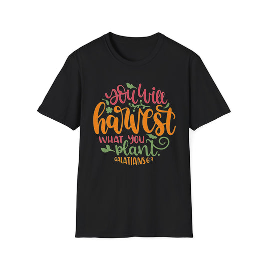 Harvest What You Plant Tee – Galatians 6:7 Garden Edition