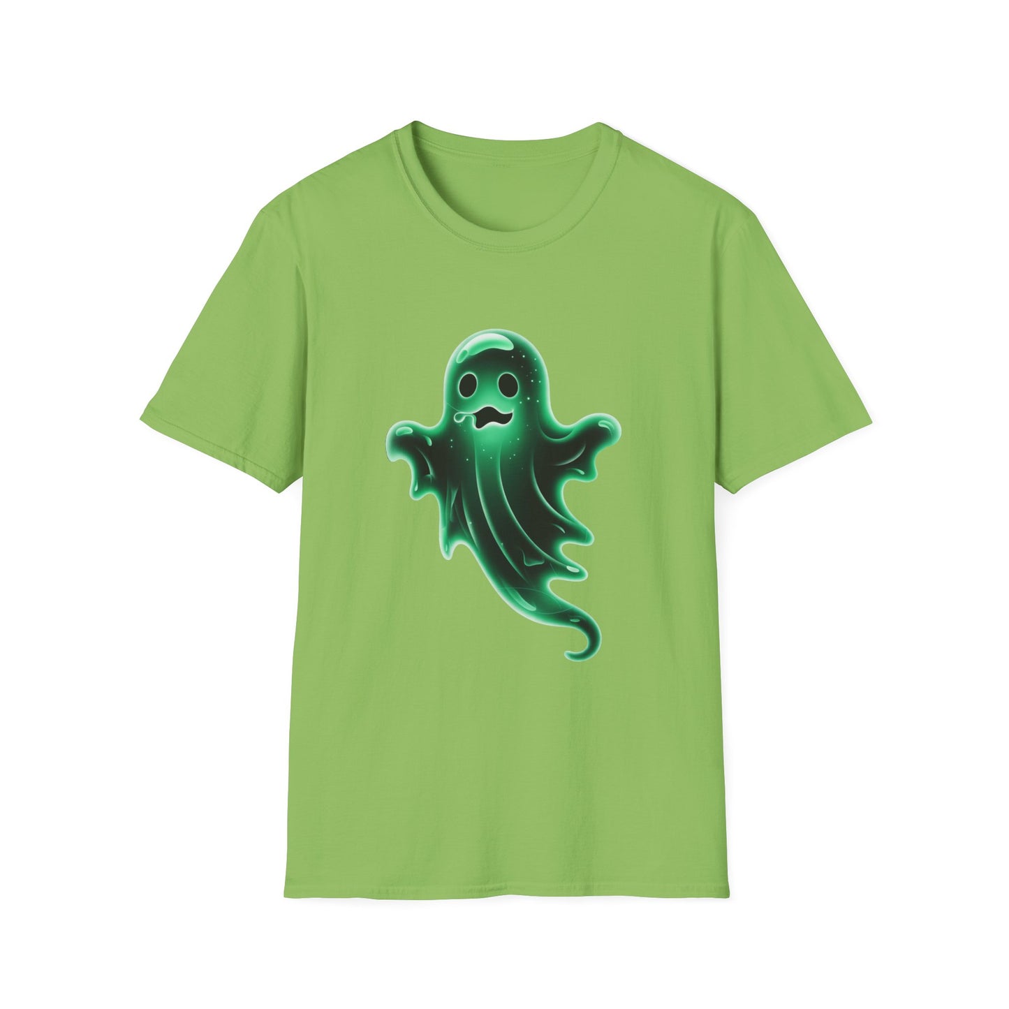 Neon Ghost Unisex Softstyle T-Shirt, Haunted Spirit Tee, Halloween Shirt, Supernatural Apparel, Glow in the Dark Clothing