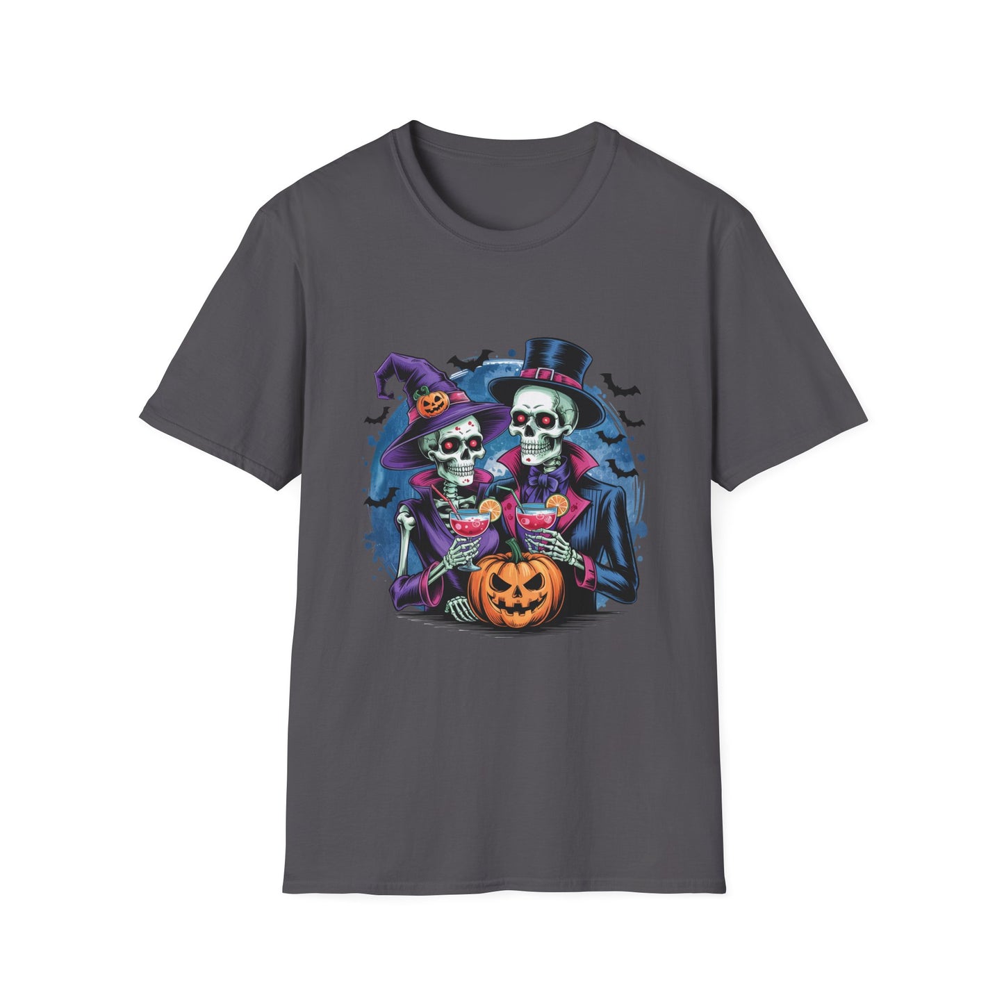In Death We Toast Softstyle T-Shirt, Halloween Shirt, I Haunt You Shirt, Funny Skeleton Satire Shirt
