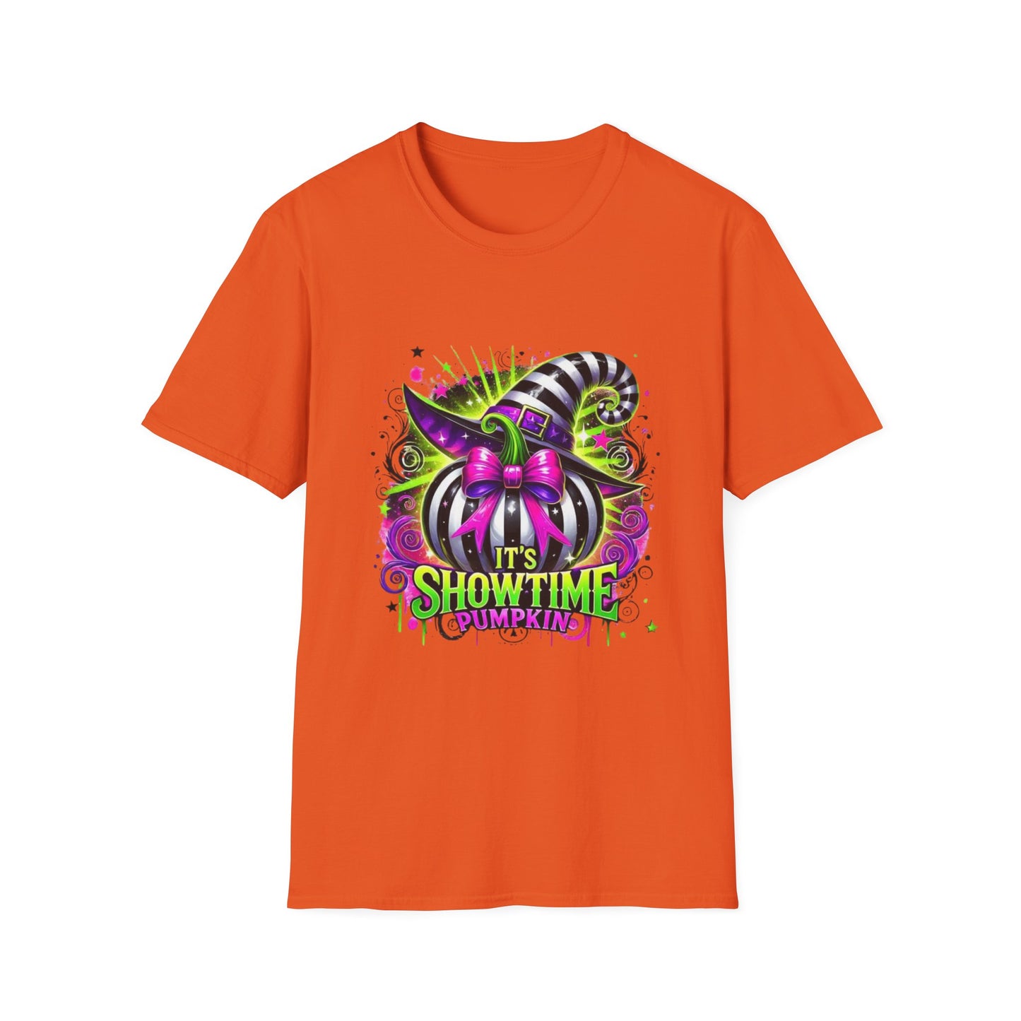 It's Showtime Pumpkin Softstyle T-Shirt, Trick or Treat Tee, Spooky Halloween Shirt, Cute Pumpkin Shirt