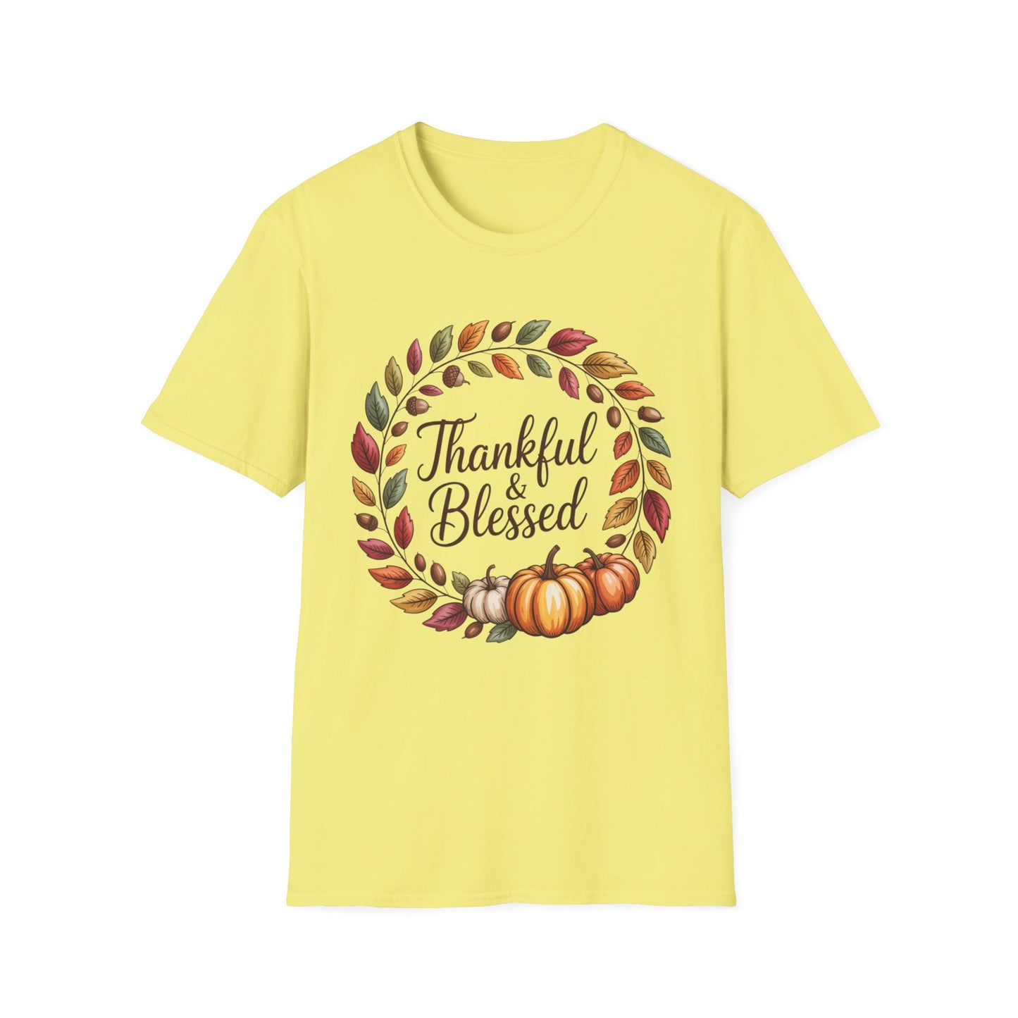 Thankful & Blessed – Autumn Wreath Edition Short Sleeve Tee