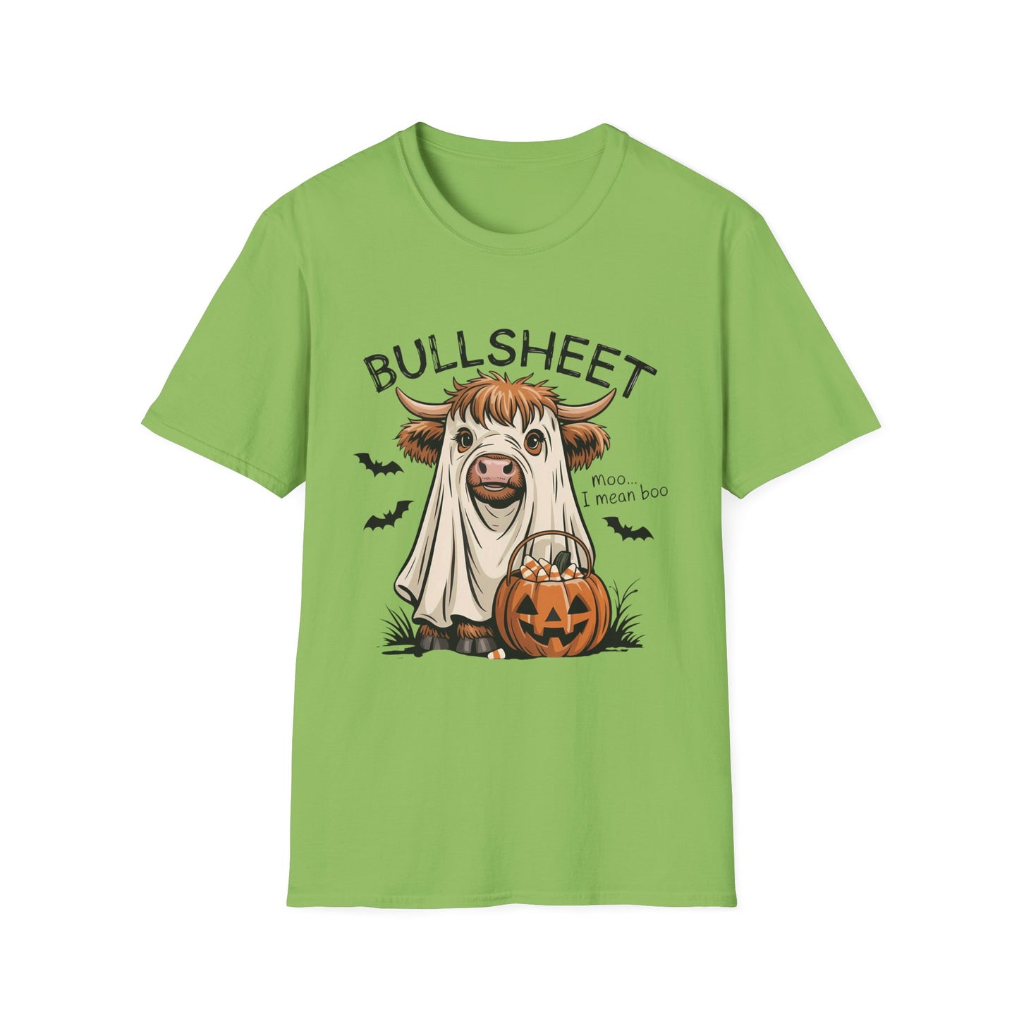Halloween Bullsheet Cow Softstyle T-Shirt, Trick or Treat Tee, Spooky Halloween Shirt, Sarcastic Cow Shirt