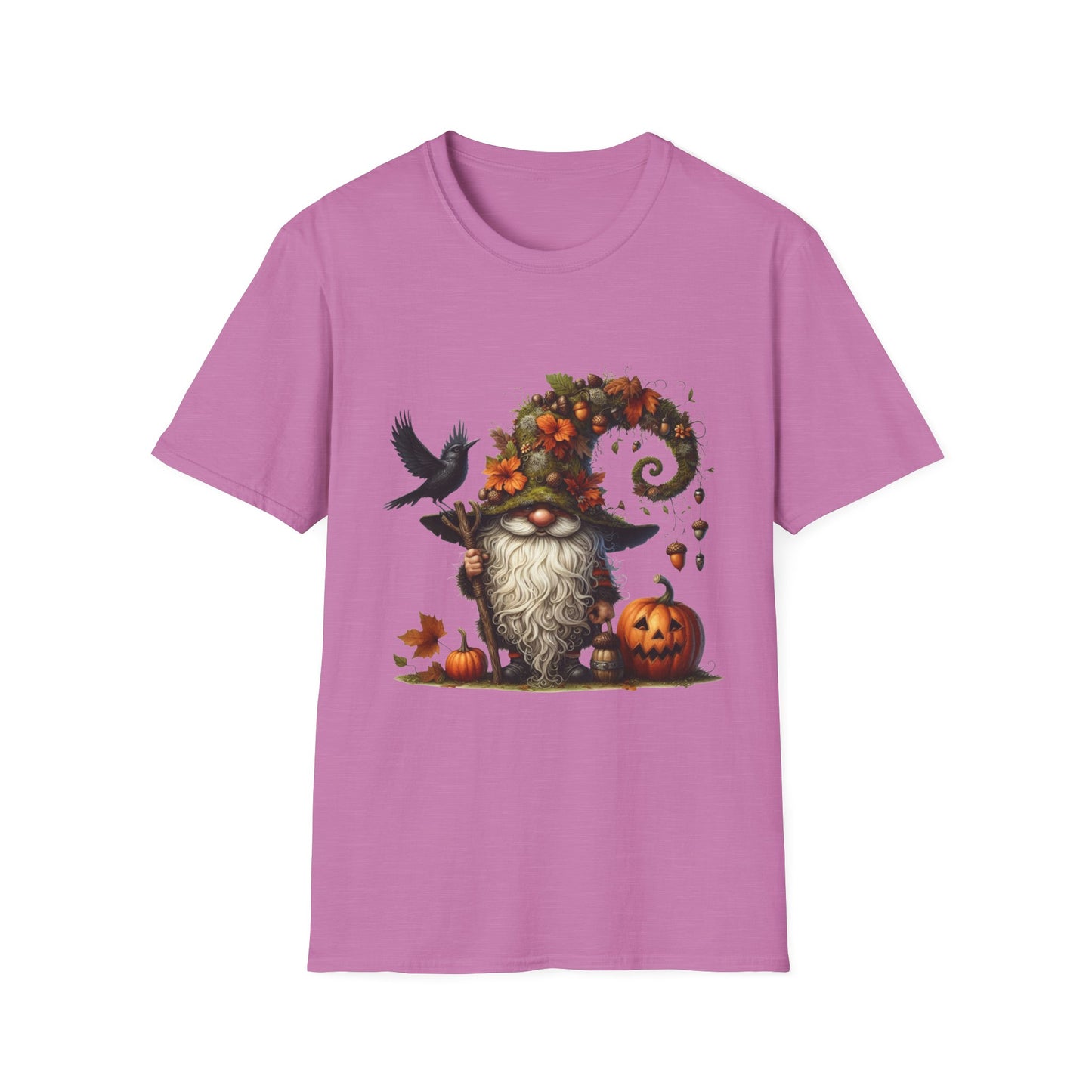Halloween Forest Gnome Softstyle T-Shirt, Trick or Treat Tee, Spooky Halloween Shirt, Autumn Witch Hat Shirt, Enchanted Brew Top
