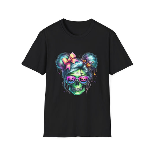 Skull and Swagger Halloween T-Shirt, Spooky Trickster Tee, Sugar Skull Costume Shirt, Halloween Party Top, Woman Skull Power