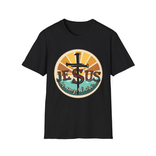 Jesus Is My Hero Tee – Sunburst Cross Edition
