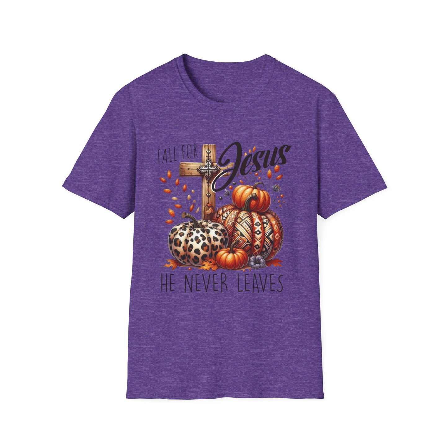 Fall for Jesus – He Never Leaves Short Sleeve Tee