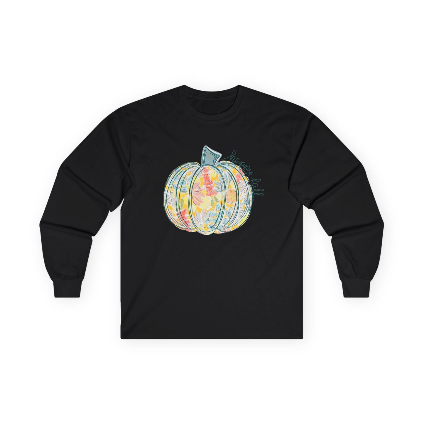 “Happy Fall Floral Pumpkin” Long Sleeve Tee – Bloom & Gourd Edition