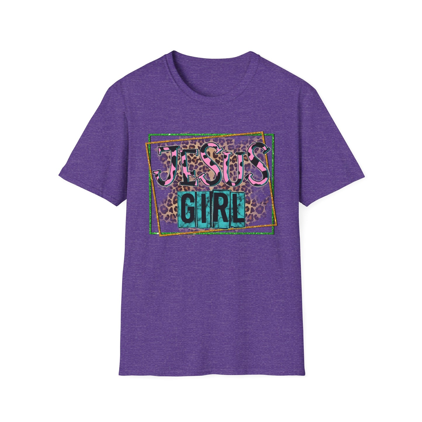Jesus Girl Leopard Glitter Tee – Faith Meets Fierce