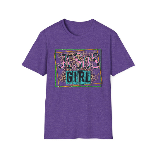 Jesus Girl Leopard Glitter Tee – Faith Meets Fierce