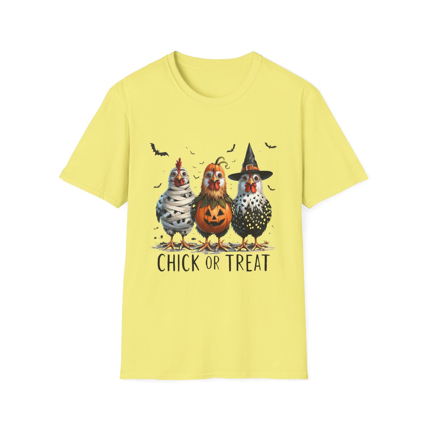 Chick or Treat Softstyle T-Shirt, Trick or Treat Tee, Spooky Halloween Shirt, Sarcastic Chicken Shirt