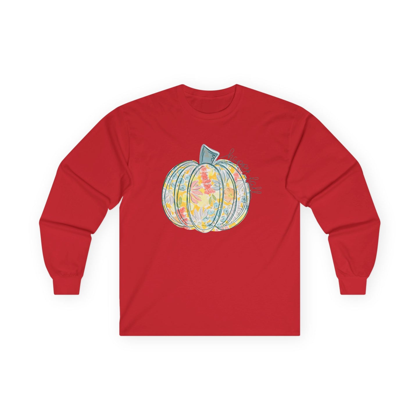 “Happy Fall Floral Pumpkin” Long Sleeve Tee – Bloom & Gourd Edition
