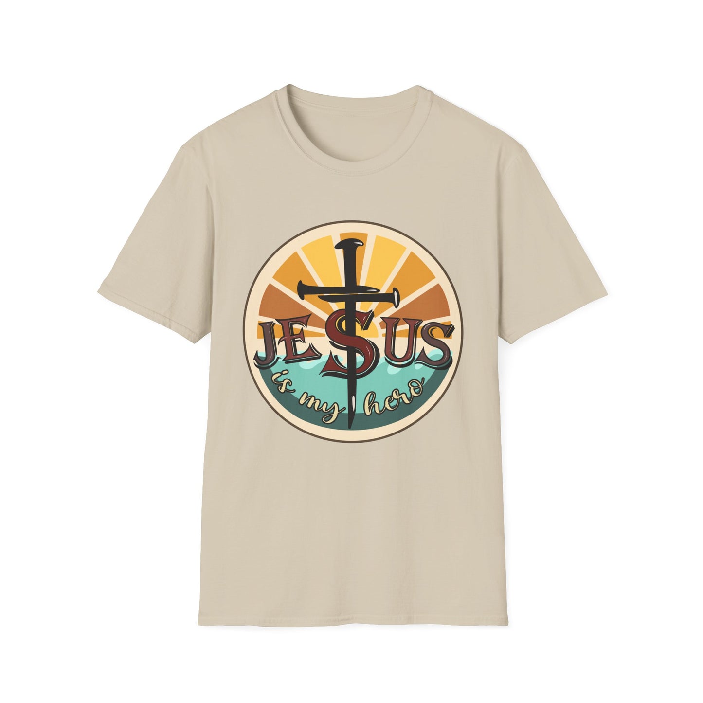 Jesus Is My Hero Tee – Sunburst Cross Edition