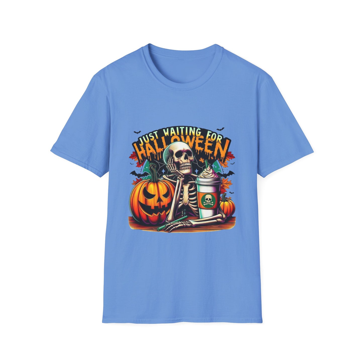 Just Waiting For Halloween Softstyle T-Shirt, Halloween Shirt, Formal Skeleton Shirt, Funny Skeleton Satire Shirt