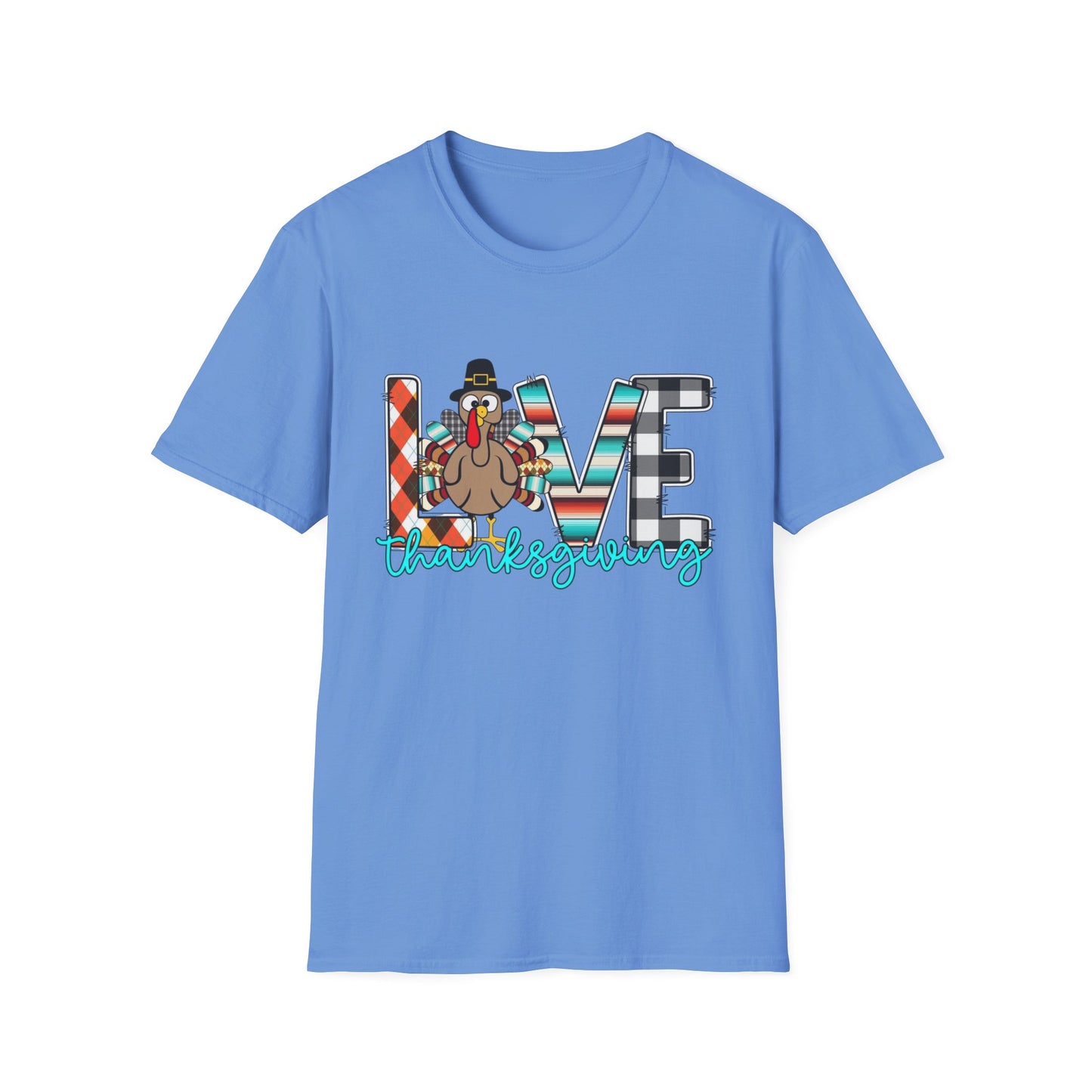 LOVE Thanksgiving – Patterned Letter & Turkey Edition Short Sleeve Tee