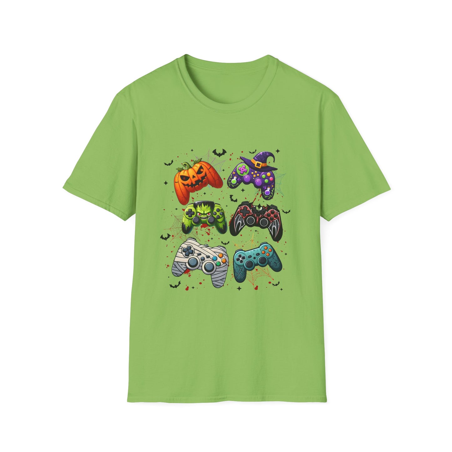Halloween Gamepad T-Shirt, Gamer Tee for Horror Levels, Spooky Season Shirt, Unisex Softstyle Top, Cursed Vibe Controller Costume