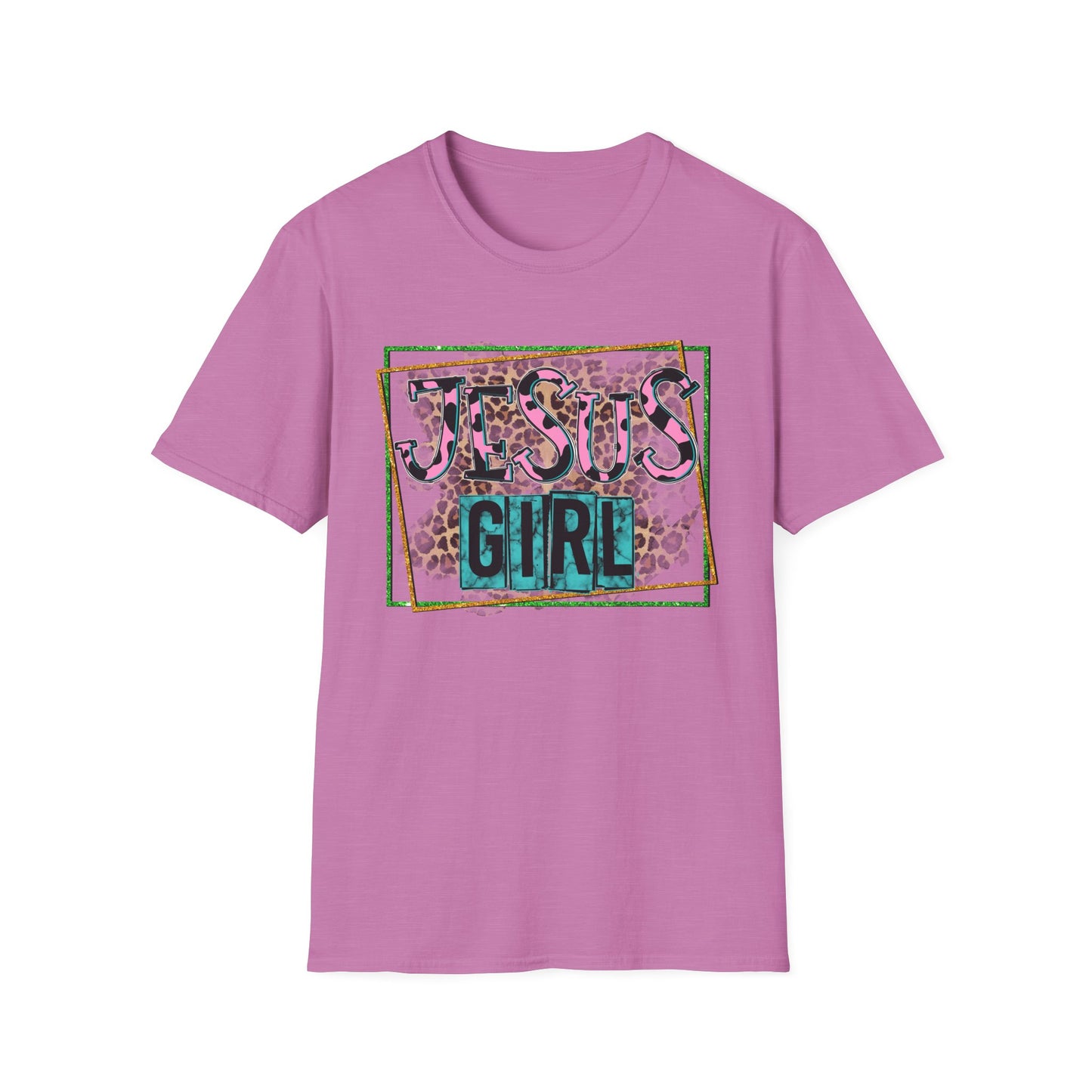 Jesus Girl Leopard Glitter Tee – Faith Meets Fierce